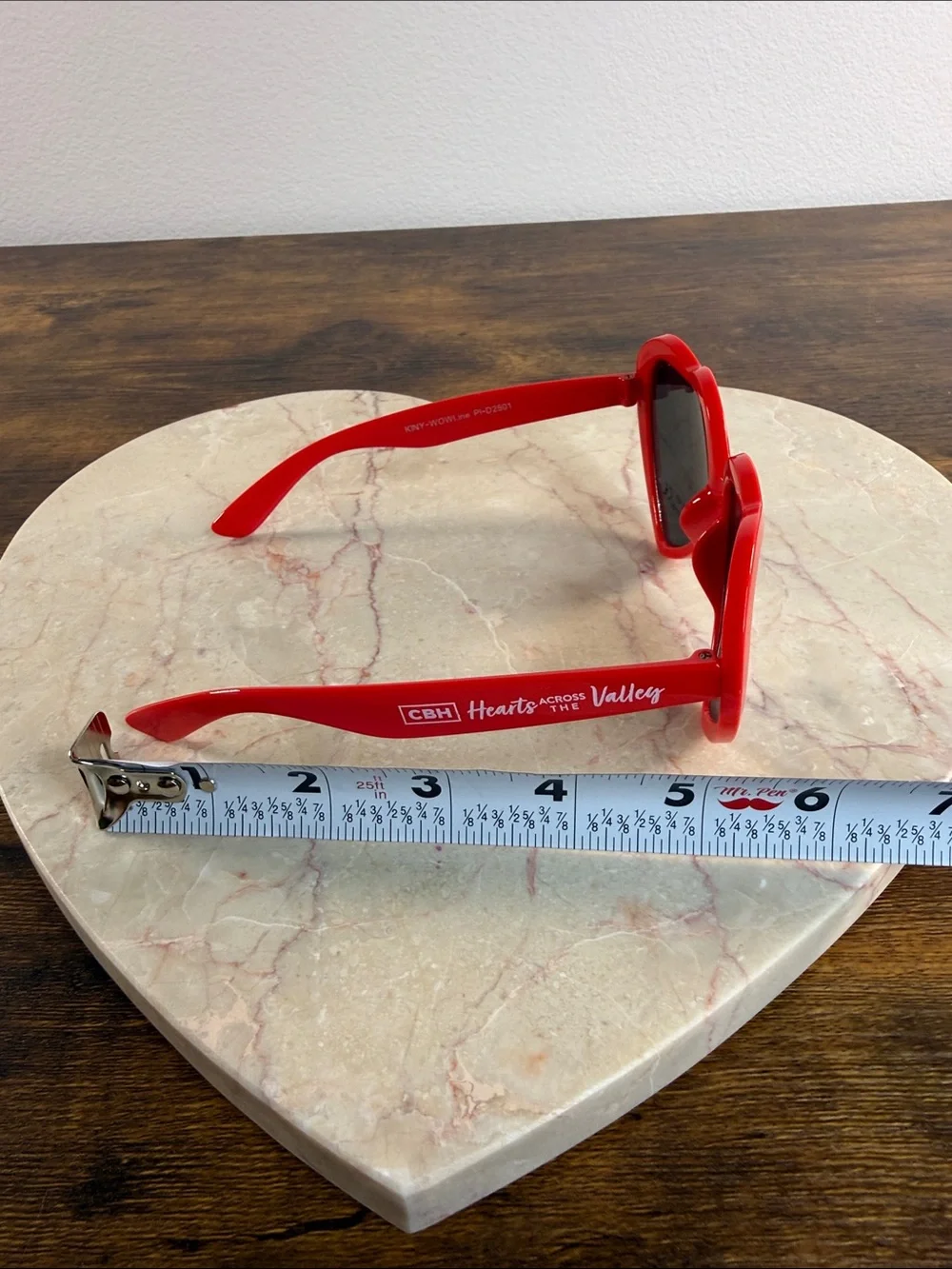 Red Heart-Shaped Sunglasses with Black Lenses